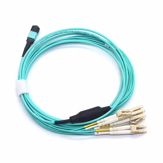 8 Core MPO to LC Duplex Optical Fiber Patch Cord, Om3 Fiber